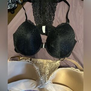 Elegant Black and Tan Lace Bras